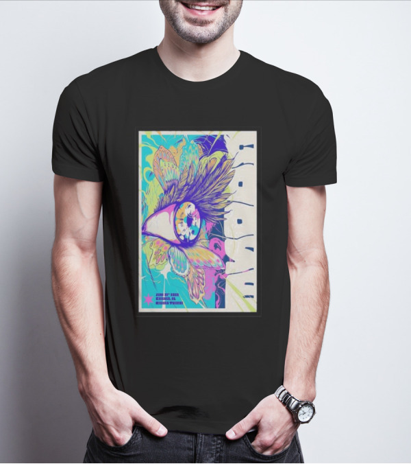 Goose June 21 Chicago Riviera Theatre Psychedelic Feather T-Shirt