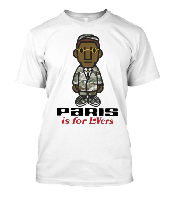 PARIS Is For LoVers Camouflage Suit Character With Glasses T-Shirt
