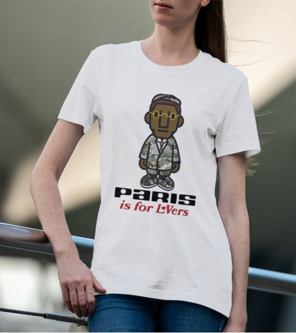 PARIS Is For LoVers Camouflage Suit Character With Glasses T-Shirt