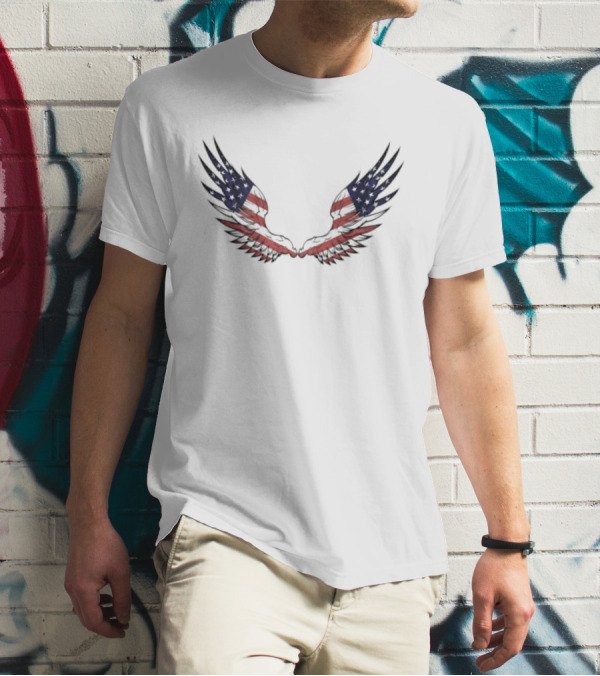 American Flag Angel Wings USA Patriotic 4th Of July T-Shirt