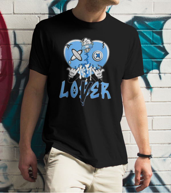 Racer Blue 5s Lover Heart With Loss And Repair Symbolism T-Shirt
