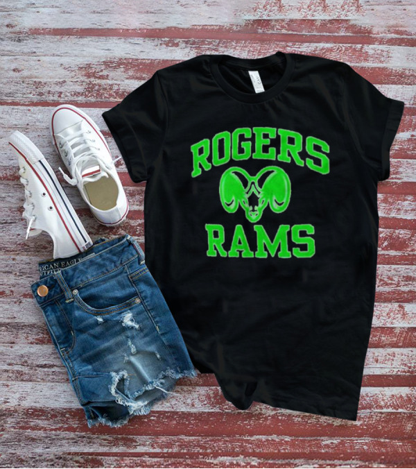 Rogers Rams Green Neon Ram Head Emblem T-Shirt