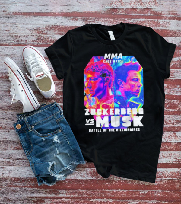 MMA Cage Match Zuckerberg Vs Musk Battle Of The Billionaires Poster Showdown T-Shirt