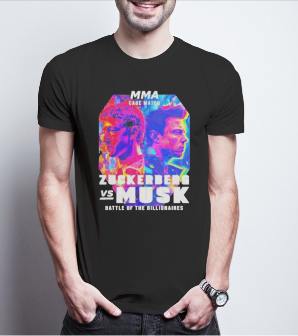 MMA Cage Match Zuckerberg Vs Musk Battle Of The Billionaires Poster Showdown T-Shirt