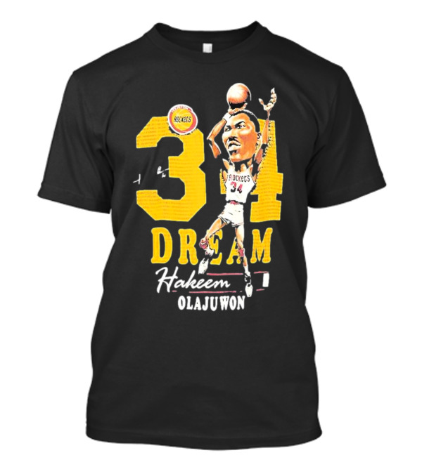 Hakeem Olajuwon 34 Dream Houston Rockets Hardwood Classics Caricature Mitchell Ness T-Shirt