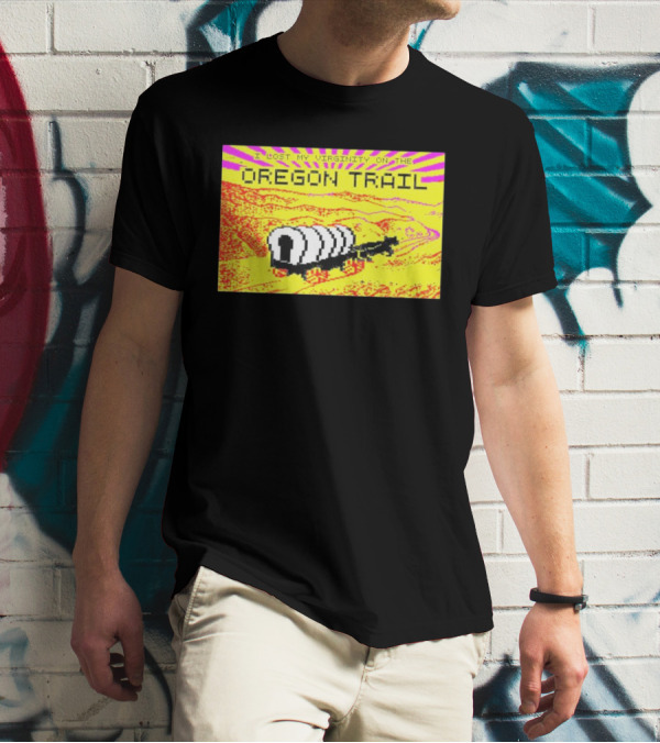 I Lost My Virginity On The Oregon Trail Retro Pixel Art Covered Wagon 80s T-Shirt