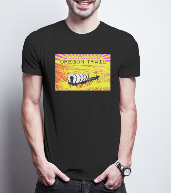 I Lost My Virginity On The Oregon Trail Retro Pixel Art Covered Wagon 80s T-Shirt
