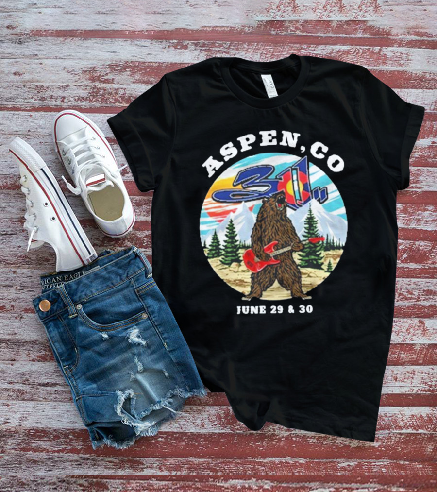 Aspen CO 311 Bear With Guitar June 29 And 30 T-Shirt