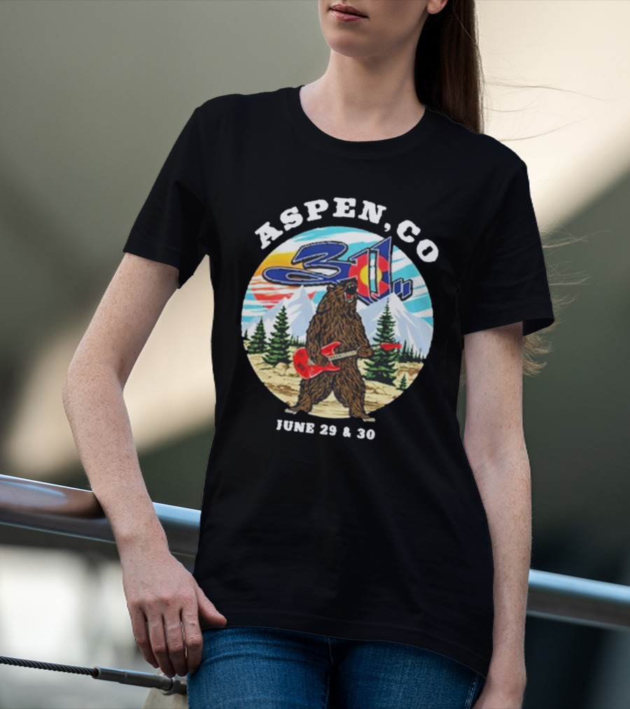 Aspen CO 311 Bear With Guitar June 29 And 30 T-Shirt