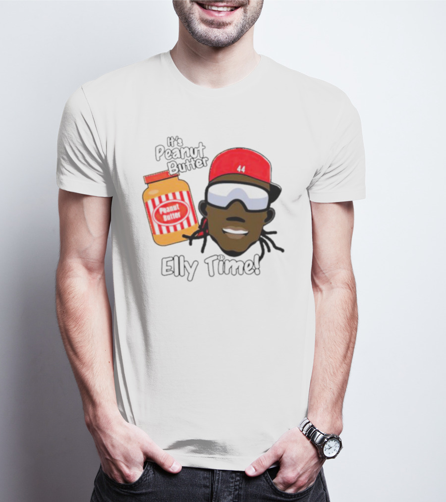 Elly De La Cruz It's Peanut Butter Elly Time 44 Red Cap And Jar T-Shirt