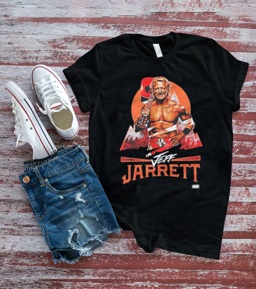 Jeff Jarrett AEW Wrestling With Guitar And Mountain Background T-Shirt