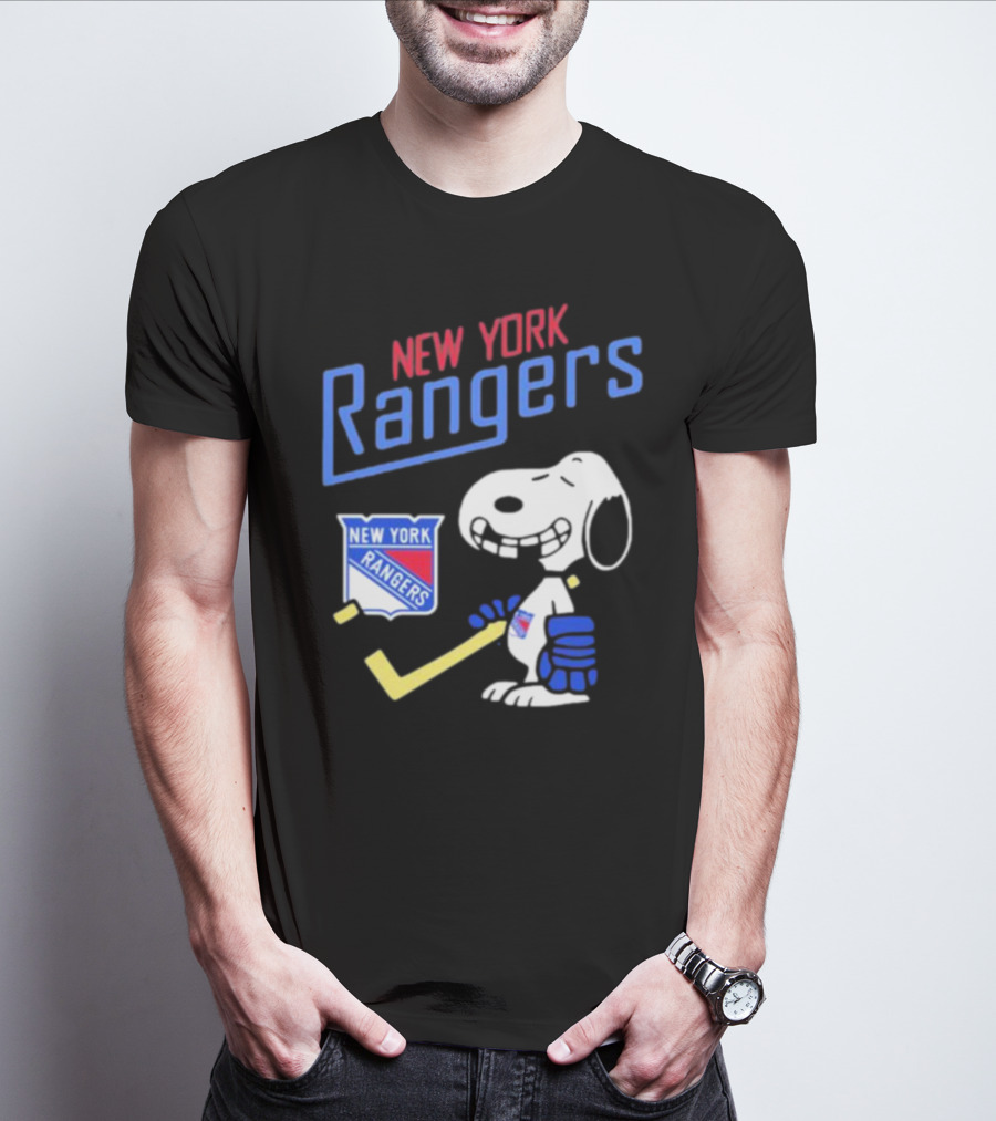 New York Rangers Snoopy Hockey Player T-Shirt