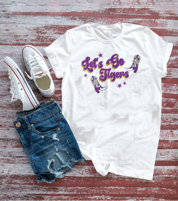 Louisiana State Let's Go Tigers Cowboy Boots Purple And Gold T-Shirt