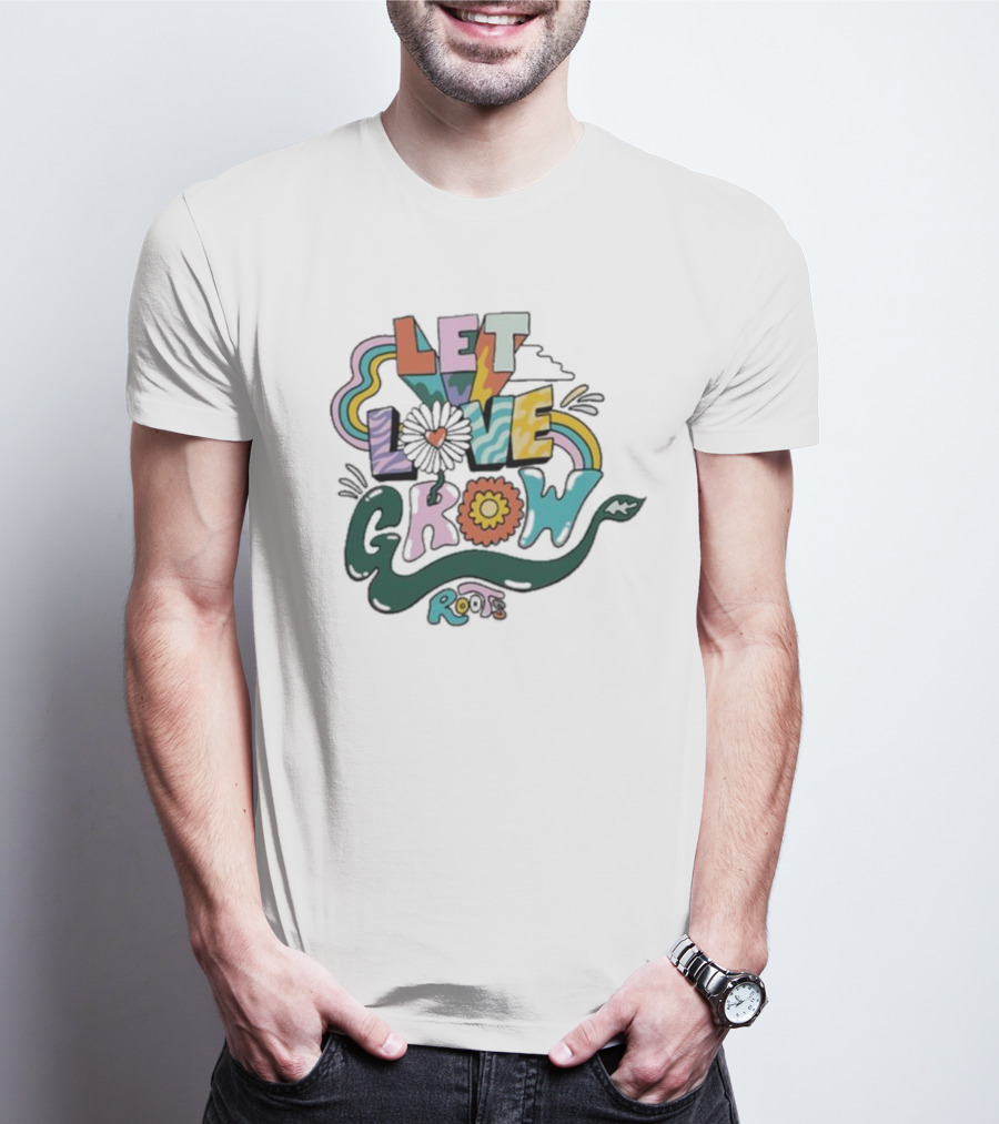 Roots Let Love Grow Pride Rainbow Blossoms T-Shirt