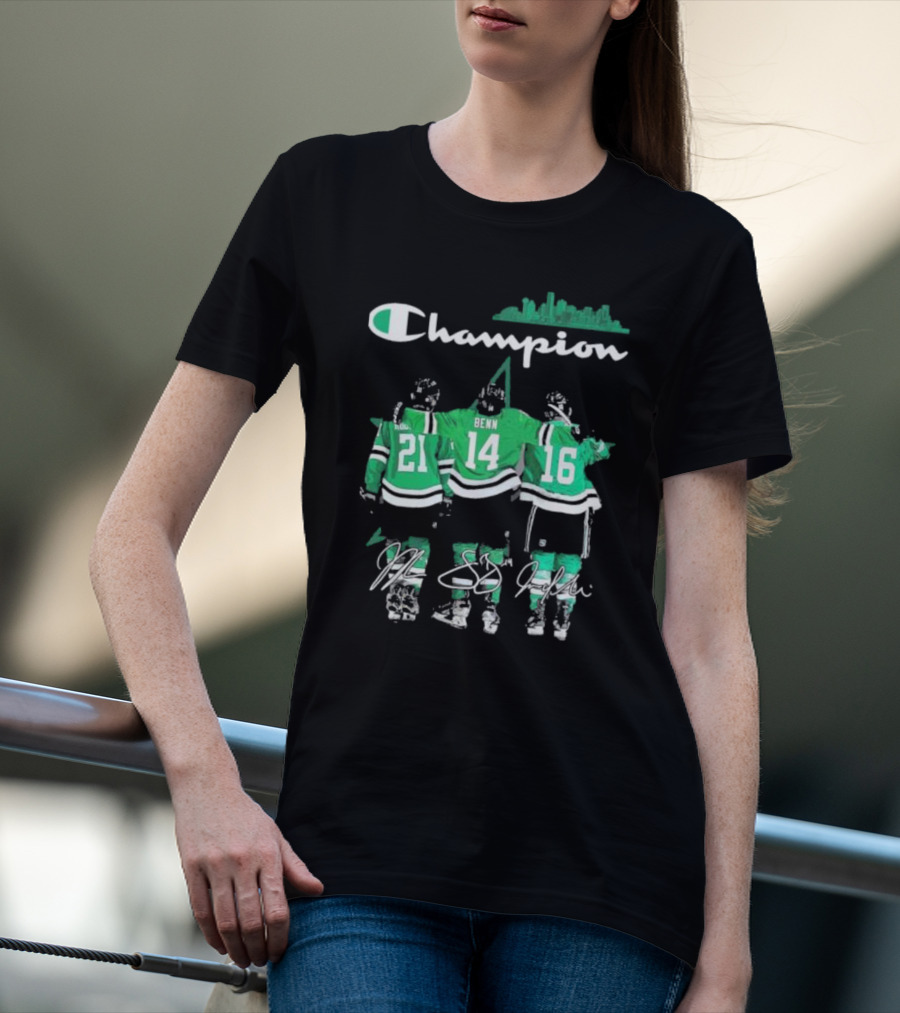Dallas Stars Hockey Robertson Benn Heiskanen Champion T-Shirt