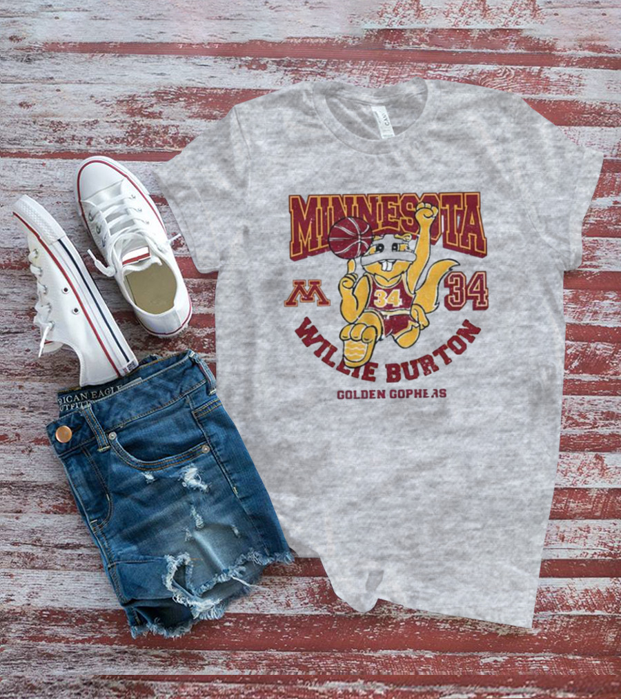 Minnesota 34 Willie Burton Golden Gophers Basketball T-Shirt