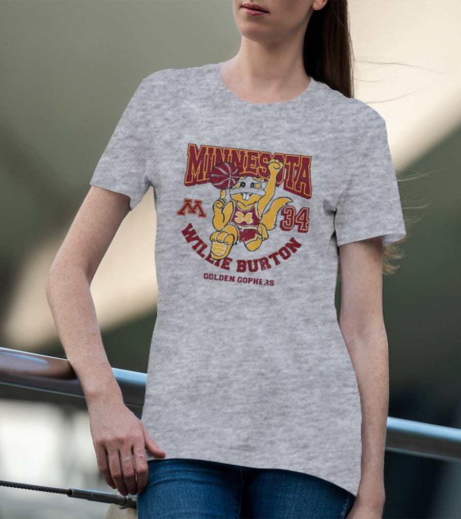 Minnesota 34 Willie Burton Golden Gophers Basketball T-Shirt