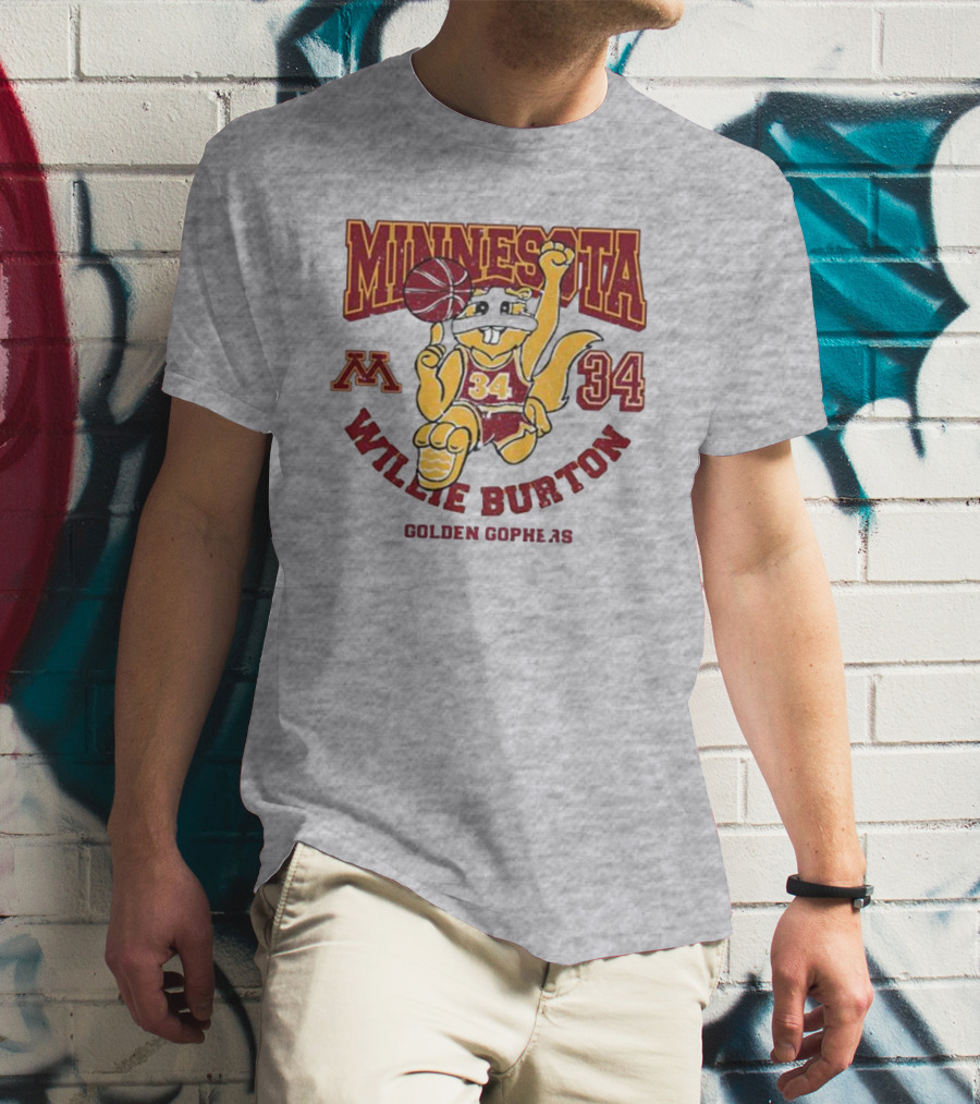 Minnesota 34 Willie Burton Golden Gophers Basketball T-Shirt