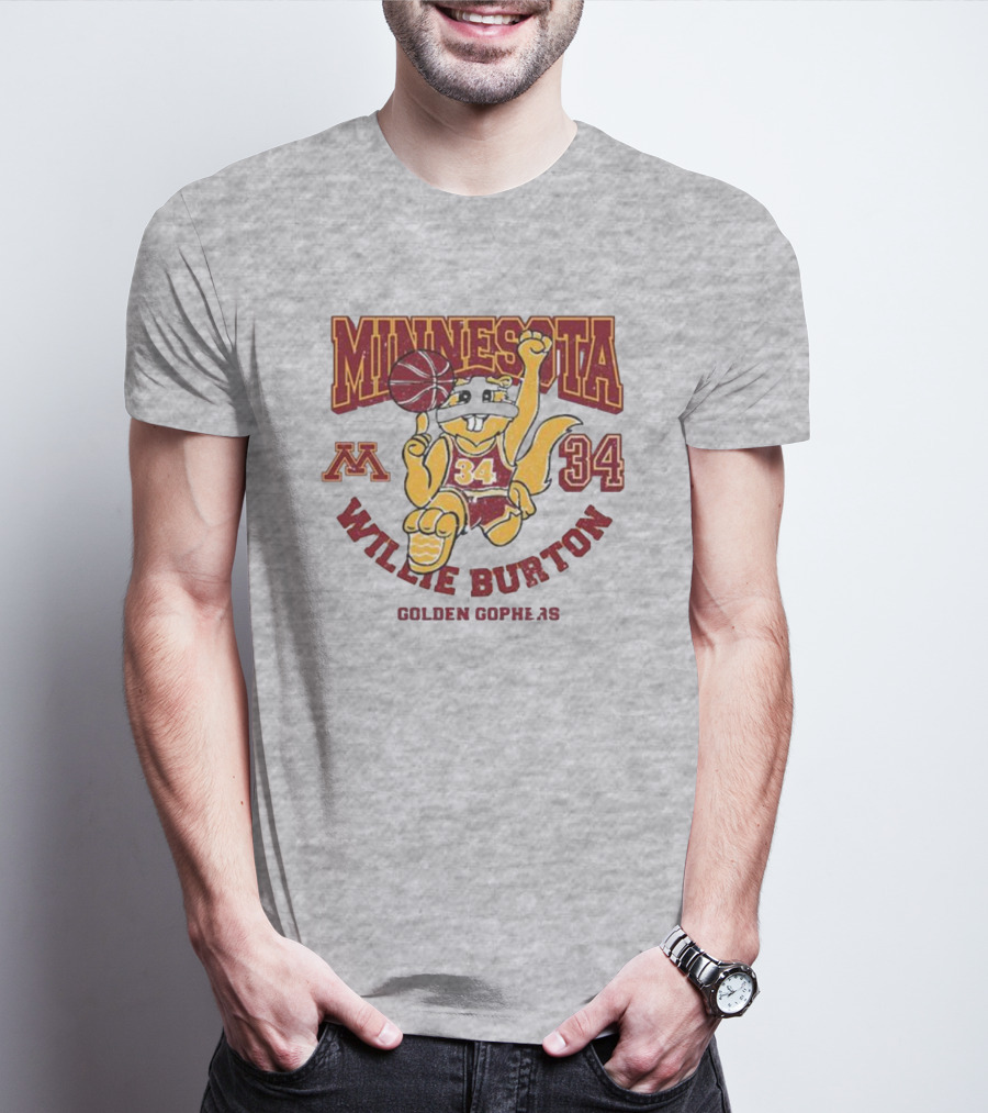 Minnesota 34 Willie Burton Golden Gophers Basketball T-Shirt