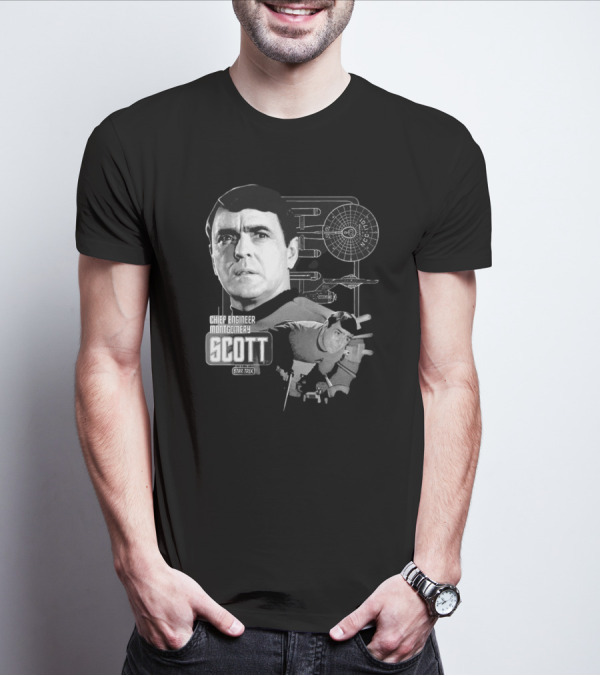 Chief Engineer Montgomery Scott Star Trek Enterprise Blueprint T-Shirt