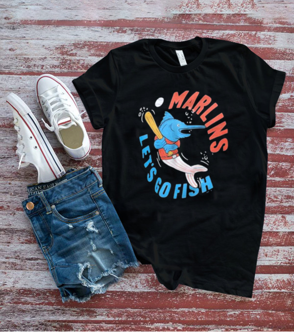 Miami Marlins Let’s Go Fish Tri-Blend Homage Doodle Collection T-Shirt