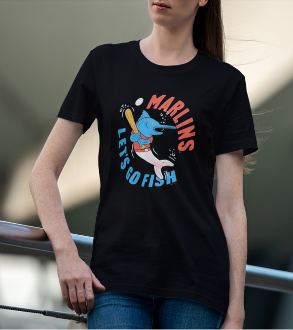 Miami Marlins Let’s Go Fish Tri-Blend Homage Doodle Collection T-Shirt