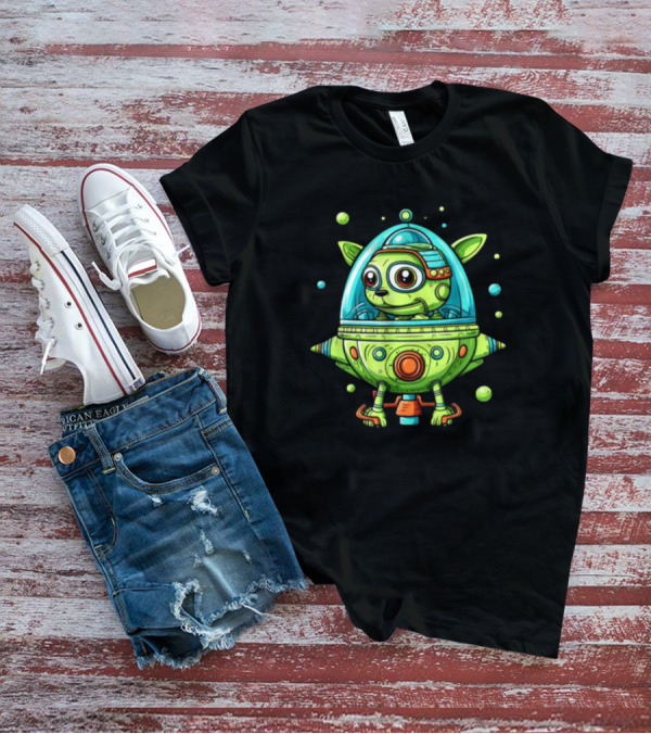 Whiz Flying The Dog Bowl UFO Spaceship Adventure T-Shirt