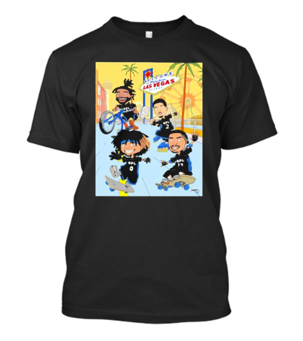 Woogity Welcome Las Vegas Nevada OPL 0 2 72 Animation Characters On Skateboards And Bikes T-Shirt