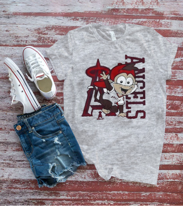 Los Angeles Angels Infant Mascot 2.0 Cheerful Cartoon Character With Iconic Logo And Text 'Angels' T-Shirt