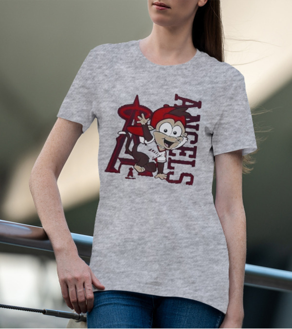 Los Angeles Angels Infant Mascot 2.0 Cheerful Cartoon Character With Iconic Logo And Text 'Angels' T-Shirt