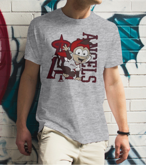 Los Angeles Angels Infant Mascot 2.0 Cheerful Cartoon Character With Iconic Logo And Text 'Angels' T-Shirt