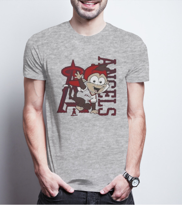 Los Angeles Angels Infant Mascot 2.0 Cheerful Cartoon Character With Iconic Logo And Text 'Angels' T-Shirt