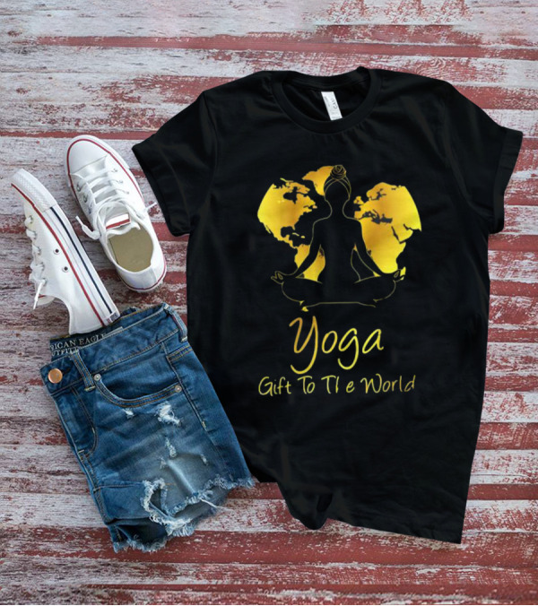 Yoga Gift To The World Globe Silhouette Meditation T-Shirt
