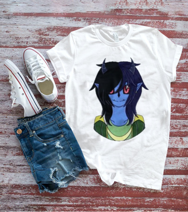 Zombicplayz's Anime-Style Blue Demon Character With Red Eyes And Horns T-Shirt