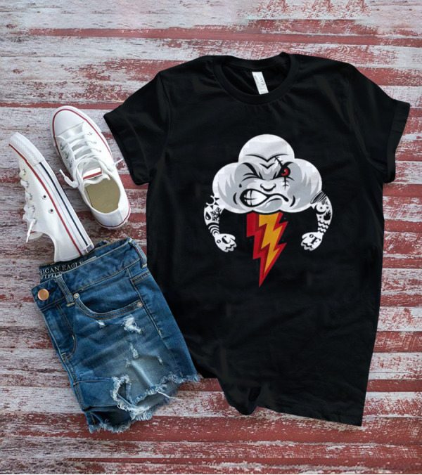 Bad Weather Angry Thunderstorm Cloud With Tattoos And Lightning Bolt T-Shirt