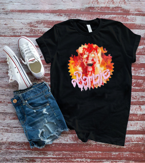 Barbie Burning Flames Horror Face T-Shirt