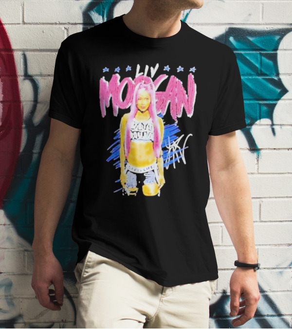 Liv Morgan Pop Signature Blue Stars T-Shirt