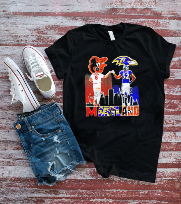 Cal Ripken Ray Lewis Baltimore Orioles Ravens Maryland Signatures T-Shirt