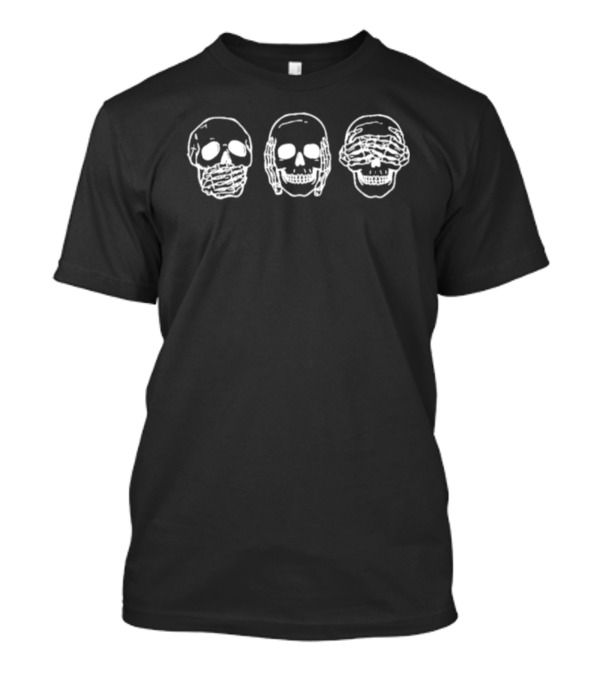 Santorini À Imprimé Tête De Mort Trois Crânes Voir Entendre Parler T-Shirt