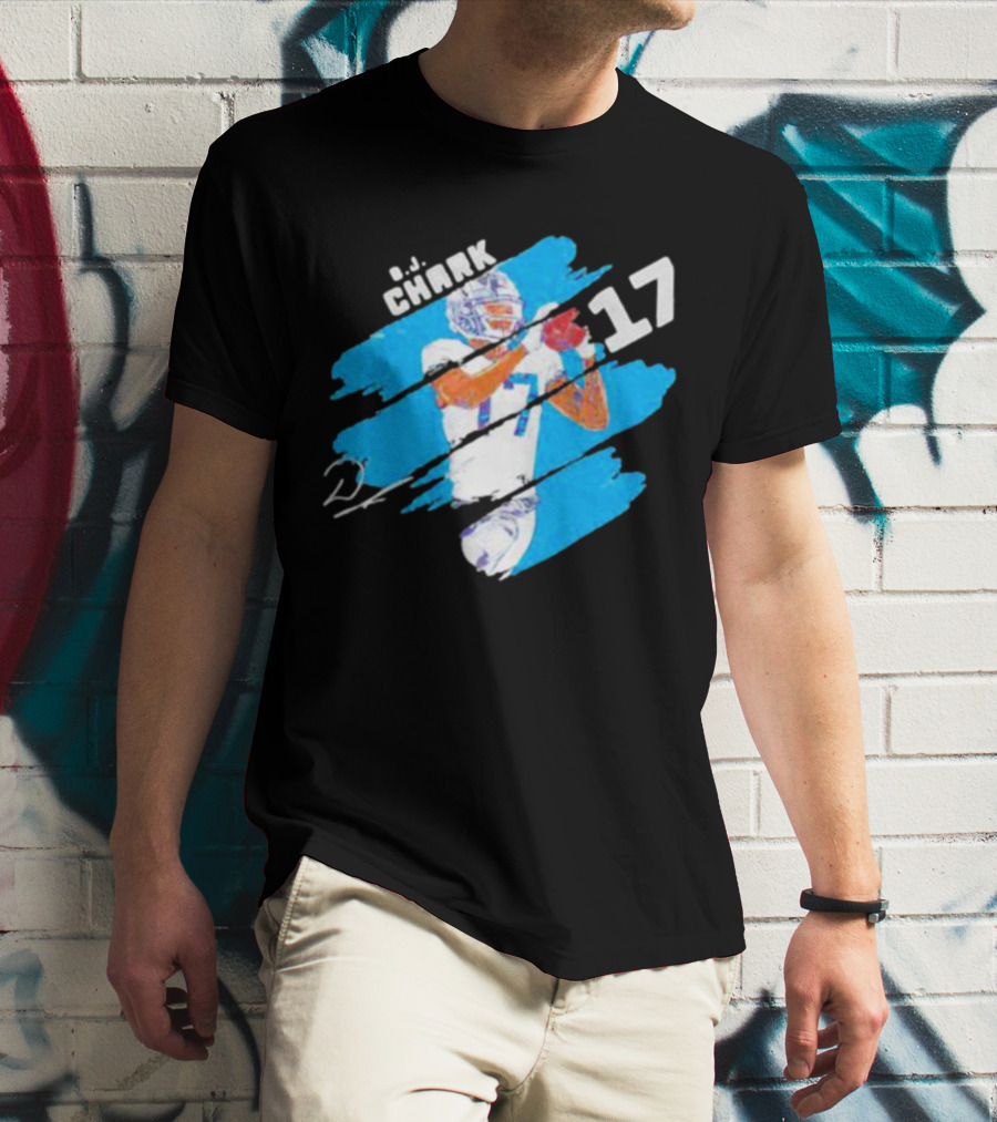 D.J. Chark Carolina Panthers Stripes 17 Signature T-Shirt