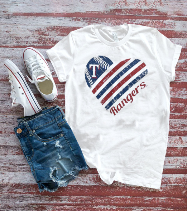 Texas Rangers Heart Design G-III 4Her By Carl Banks T-Shirt