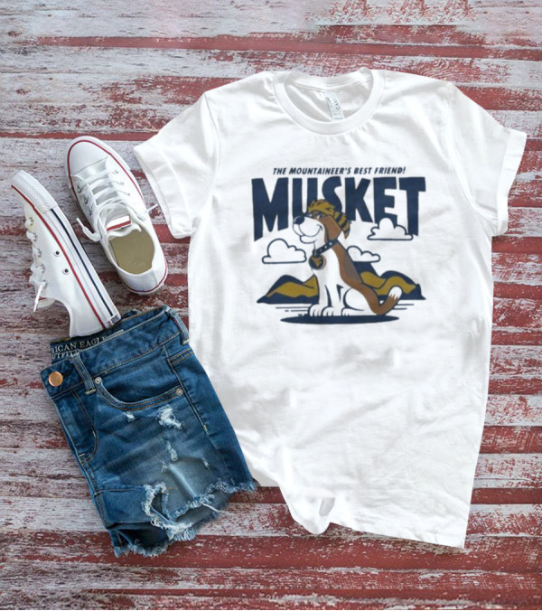 West Virginia Musket The Mountaineer’s Best Friend Golden Dog In Mountain Landscape T-Shirt