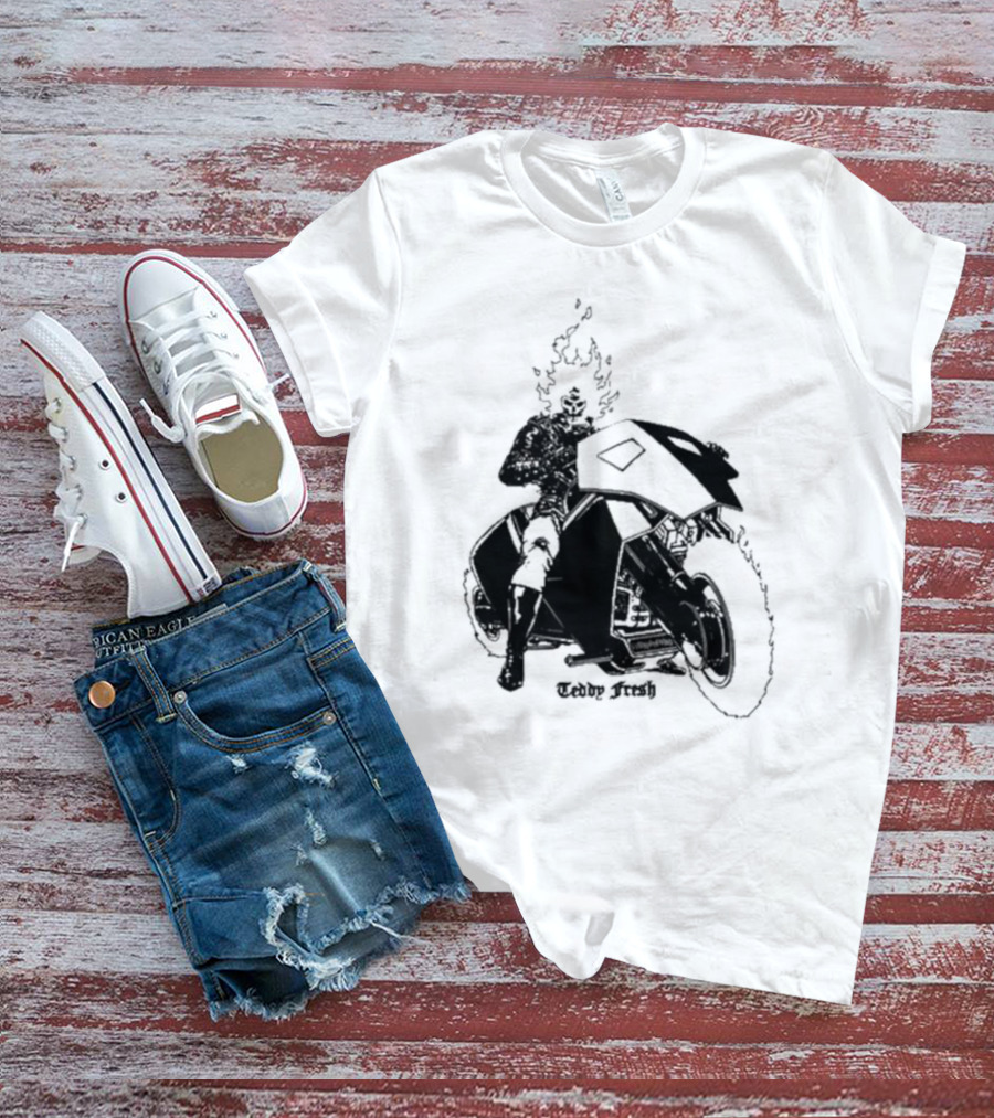Ghost Rider Teddy Fresh Flaming Biker T-Shirt