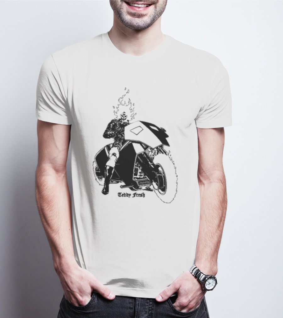 Ghost Rider Teddy Fresh Flaming Biker T-Shirt