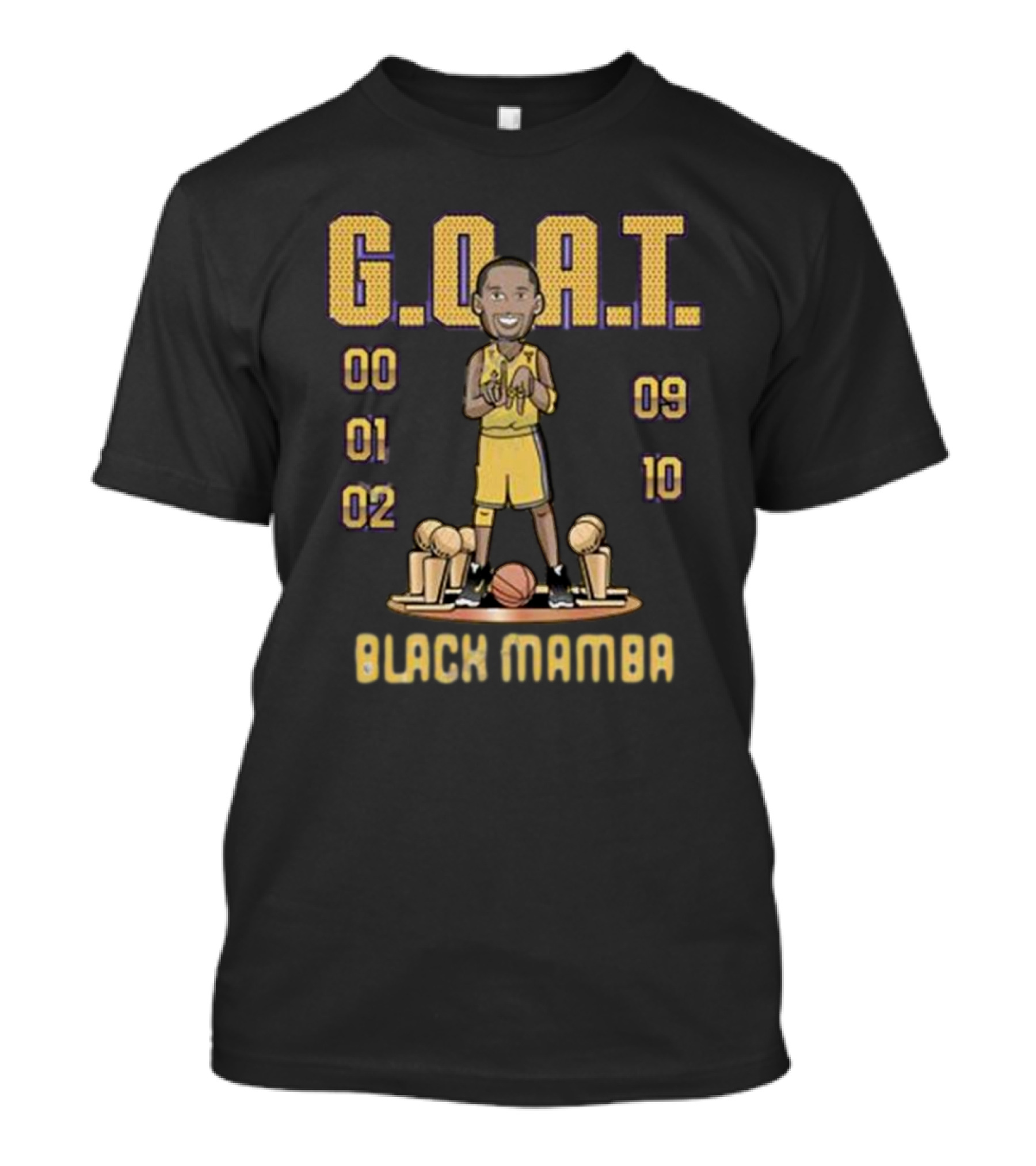 G.O.A.T. Black Mamba With Basketball And Awards 00-01-02-09-10 T-Shirt