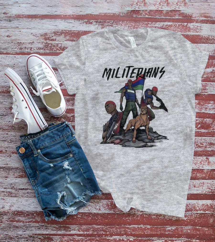 J Hus Merch Militerians Militant Style With Red Bandanas And Guard Dog T-Shirt