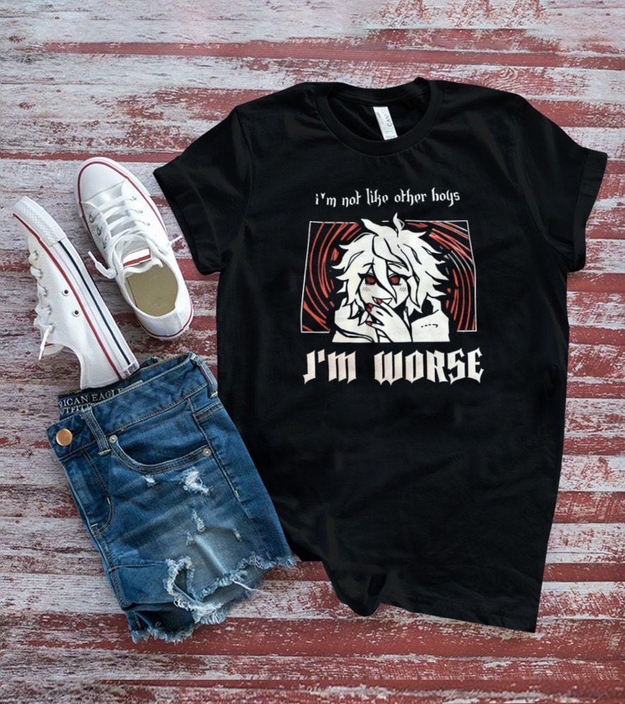 I'm Not Like Other Boys I'm Worse Anime Style Character With Red Eyes And White Hair T-Shirt
