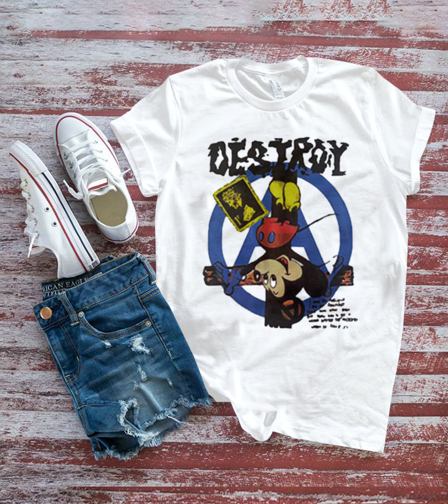 Destroy Crucified Mickey Mouse With Anarchy Symbol Seditionaries T-Shirt