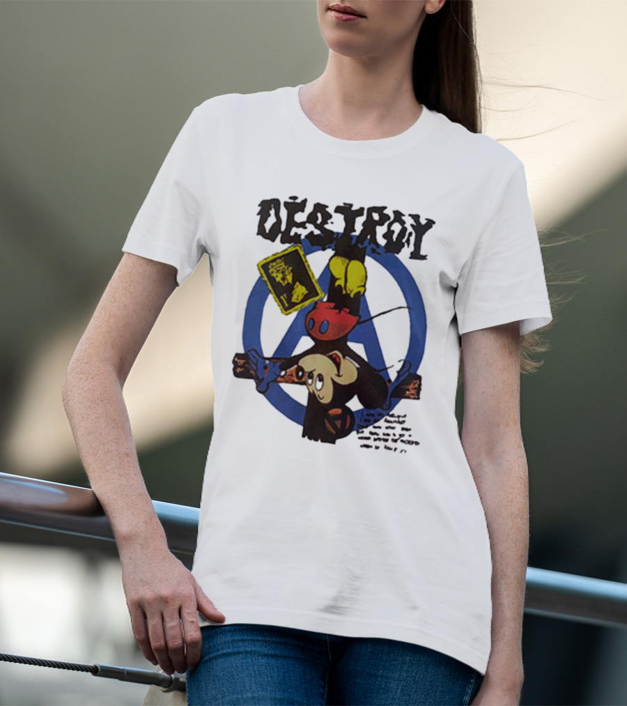 Destroy Crucified Mickey Mouse With Anarchy Symbol Seditionaries T-Shirt