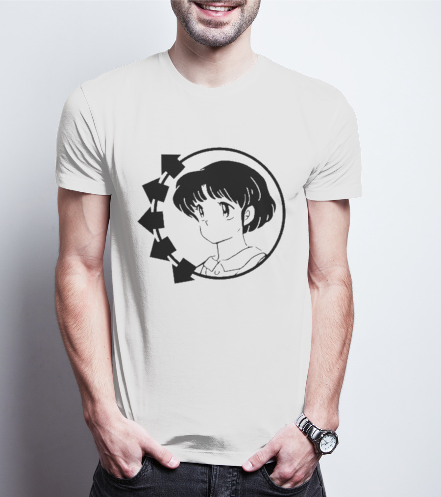 Blink-182 Smiley Akane Tendo Anime Girl Icon In Circle With Arrows T-Shirt